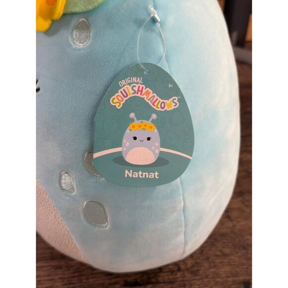 Original Squishmallow Natnat Blue Alien Plush Toy With Yellow Floral Crown 11" - Picture 9 of 10